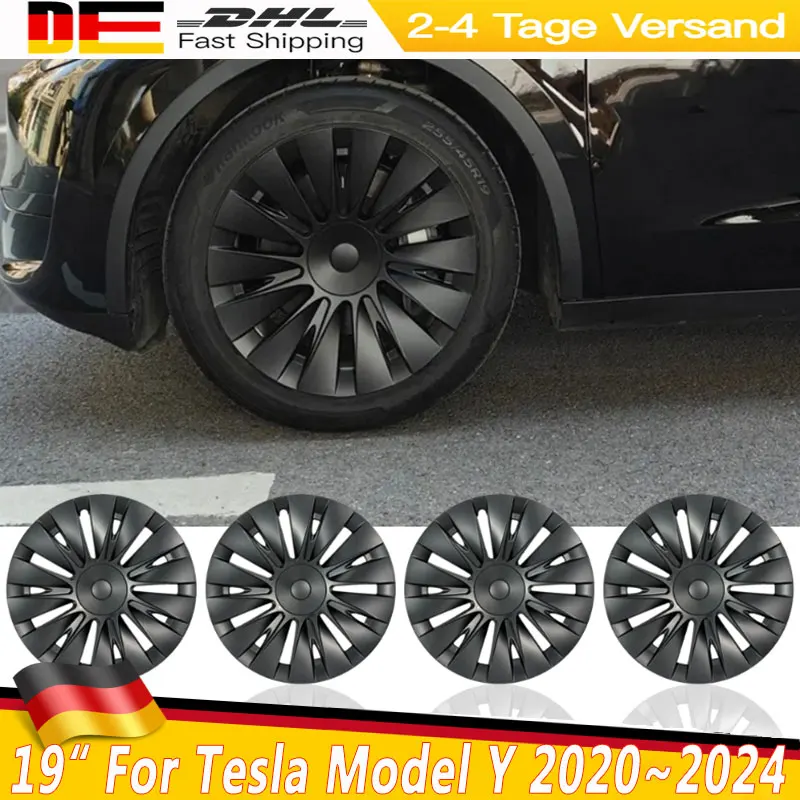 

4PCS 19 Inches Design For Tesla Model Y 2020~2024 Blade Style Full Coverage Blade Wheel Cover Cap Hubcaps Automobile Accessories