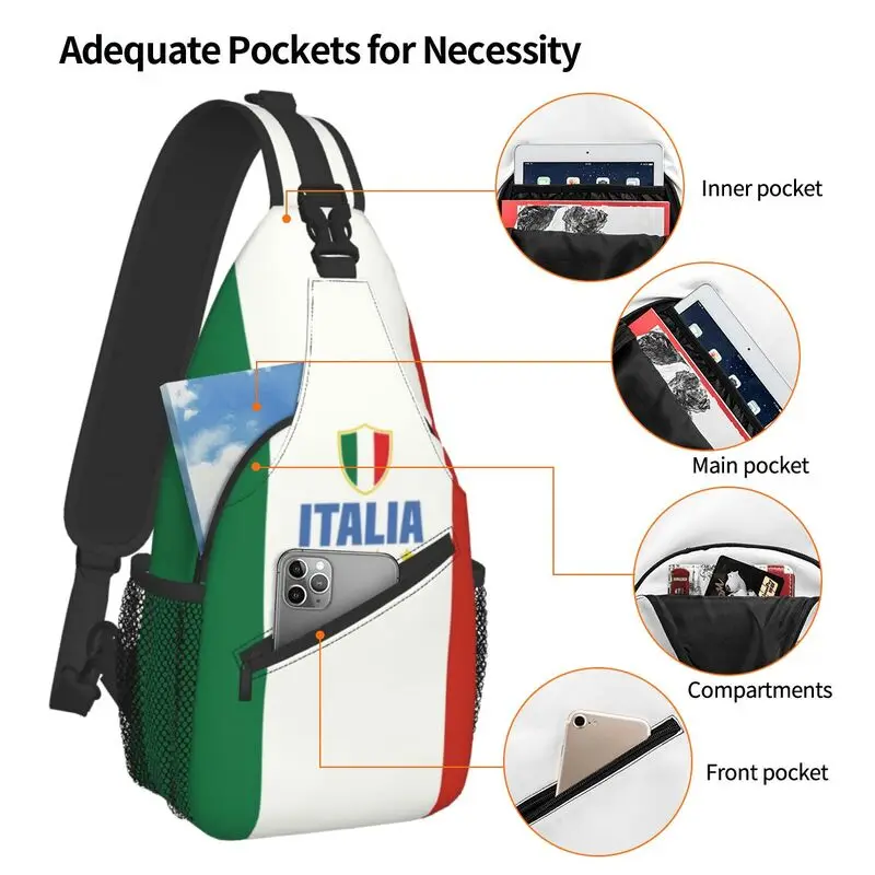 Borsa a tracolla Fashion Flag Of Italy per escursionismo da viaggio zaino a tracolla da uomo con tracolla a tracolla