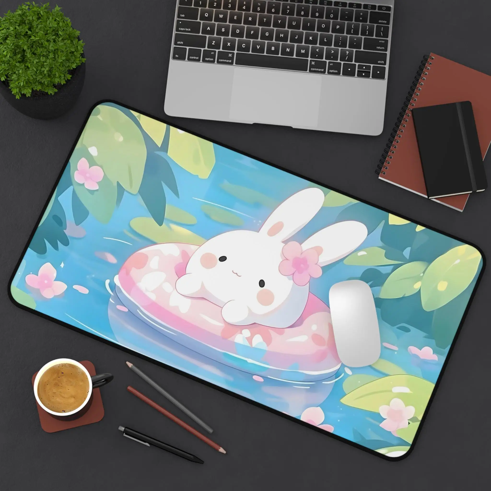Cute Mochi Cat Deskmat, Adorable Chubby Cat Mouse Pad, Beautiful Anime Desktop Decor, Comfortable Home Gamer Mat Kawaii Desk Pad