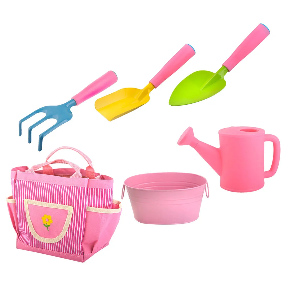 1세트 미니 정원 도구 세트 어린이용 삽 갈퀴 물뿌리개 내구성 가벼운 어린이 꽃 채소 심기 키트