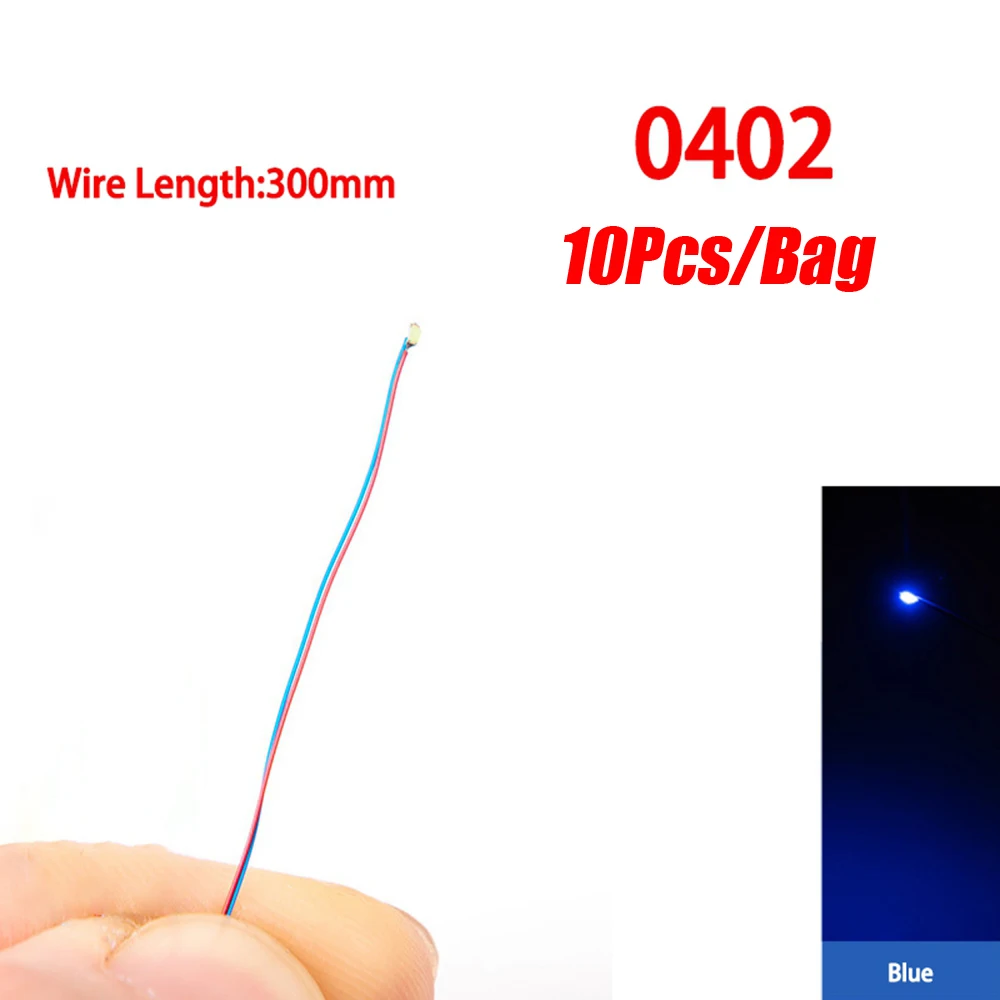 10 stks/partij Model 0402 0603 SMD LED Bedrade Chip Micro Led Voorgesoldeerde Lamp Spoorweg Model 30 cm 3 V DIY Model Kit Voor Gundam Scènes