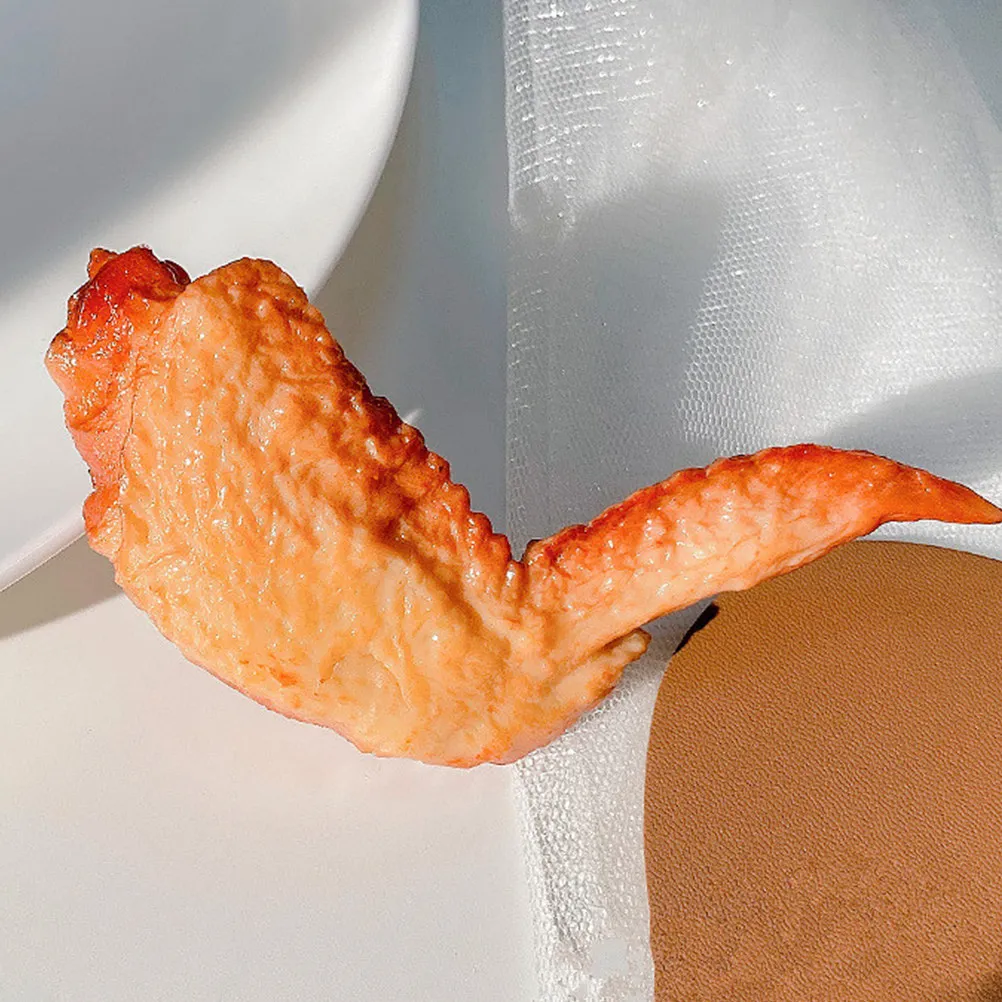 4Pcs Artificial Roasted Chicken Wing Decor Vivid Color High Simulation PVC Food Prop for Restaurant Menu Display Scene Layout