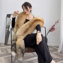 Ladies Winter Thick Warm Real Fox Fur Full Skin Scarf Extra Longer Canada European American Luxury Natural Red Fox Fur Shawl LV