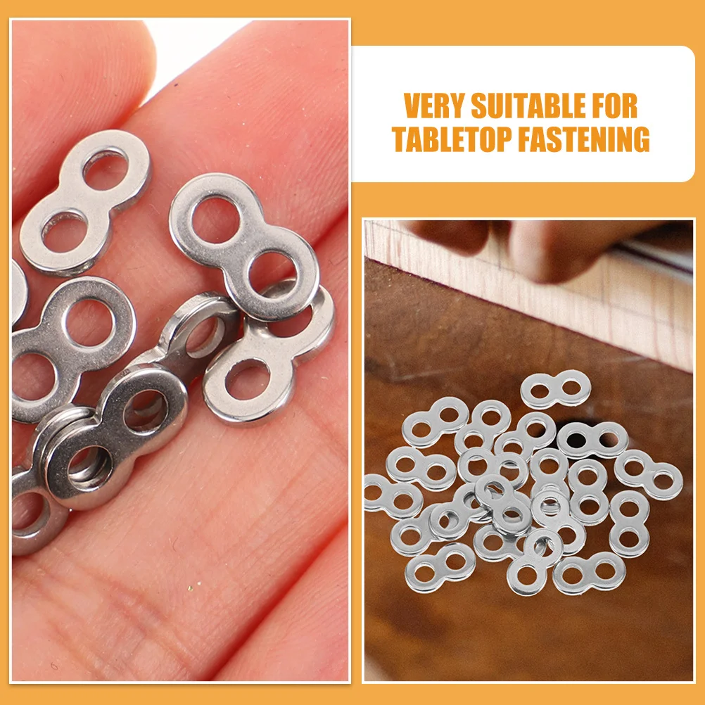 

25Pcs 8 Figure Fasteners Stainless Steel Durable Tabletop Connectors Desktop Fastener Clips for Woodworking Projects