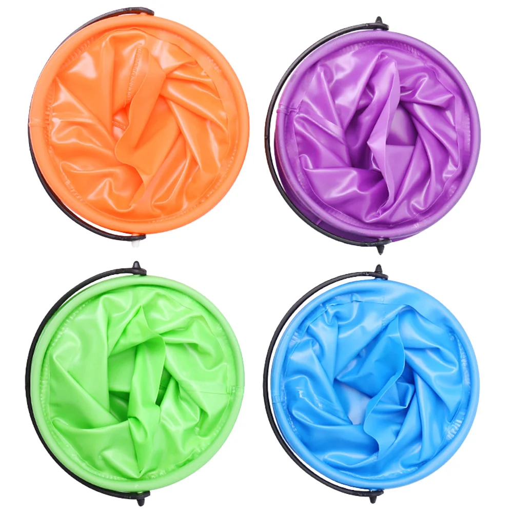 

4Pcs Foldable Plastic Cleaning Bucket Portable for Home School Outdoor Use Durable Lightweight Colorful Design Green Blue Purple