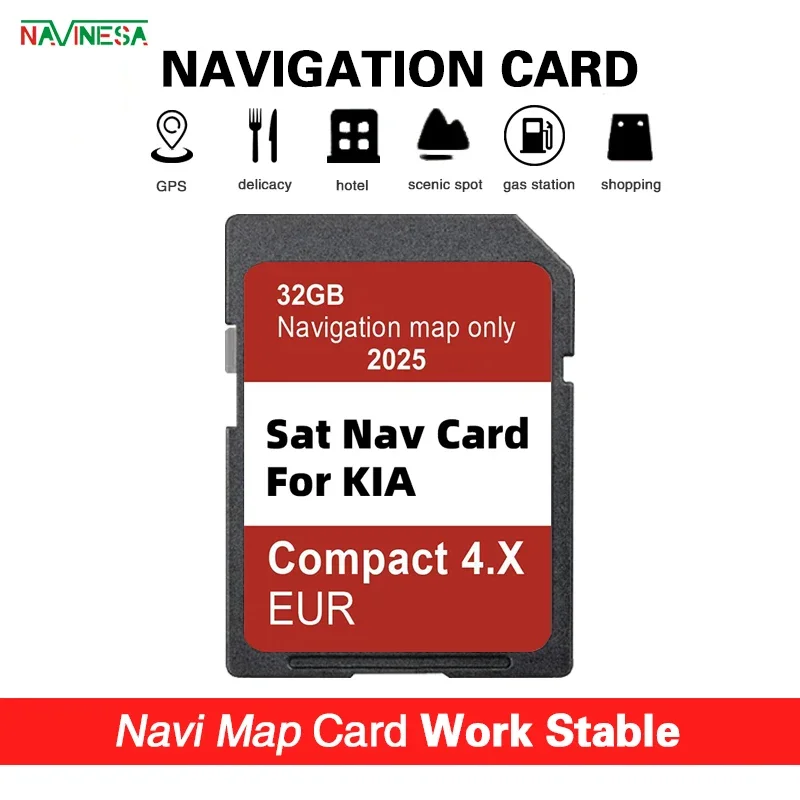 

GPS SD Card for KIA Compact 4.X Soul/Sorento/Optima Vehicle Updates 32GB NAVIGATION GEN4 2025 Version Europe UK Maps Sat Nav