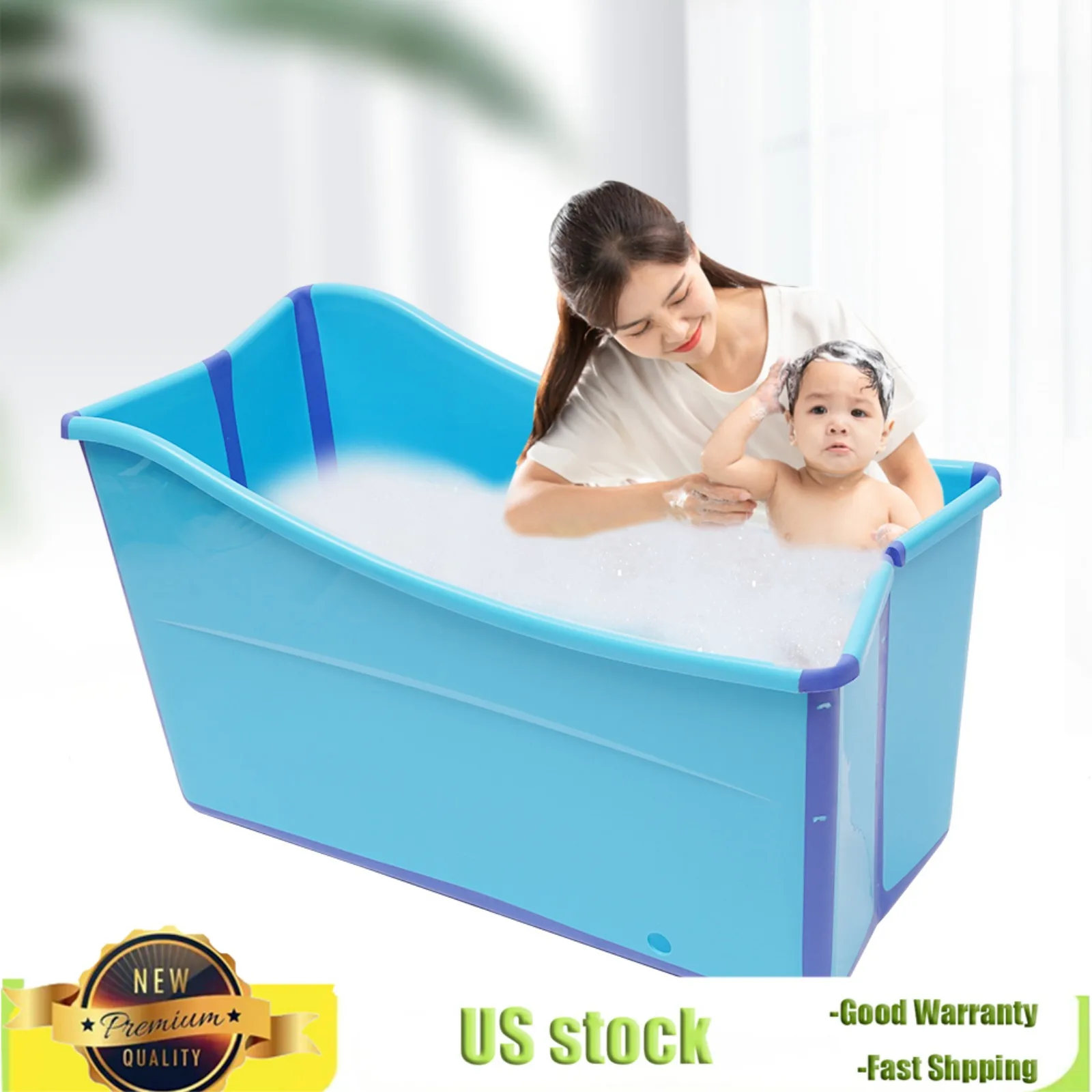 

Bymaocar Foldable Independent Thick Plastic Bathtub, RV Bathroom Blue Large-size Bathtub for Steam Baths & Children's Swimming