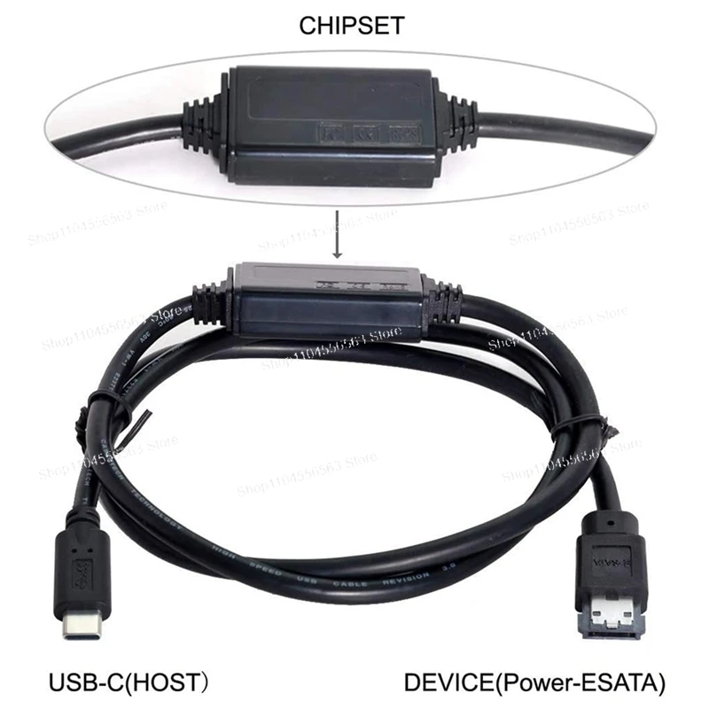 eSATA to USB C Cable Male to Male Adapter for External Hard Drive HDD Connectivity Laptop Data Transfer Cord
