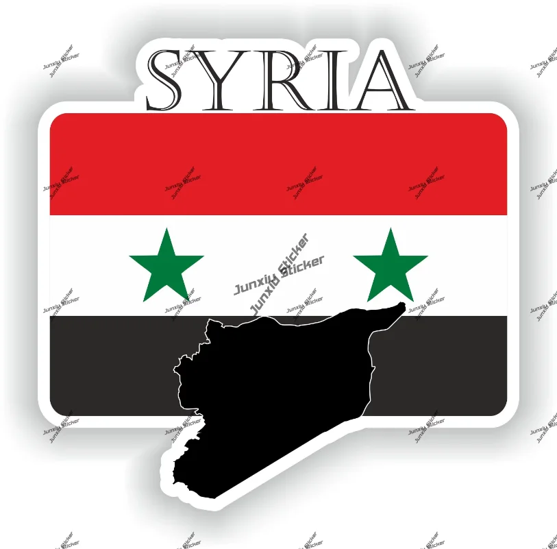 

Syria Sticker Coat of Arms of Syria Syrian Flag with Graphical Outline Emblem Scratch-Proof Decal for SUV Bike The Whole Body