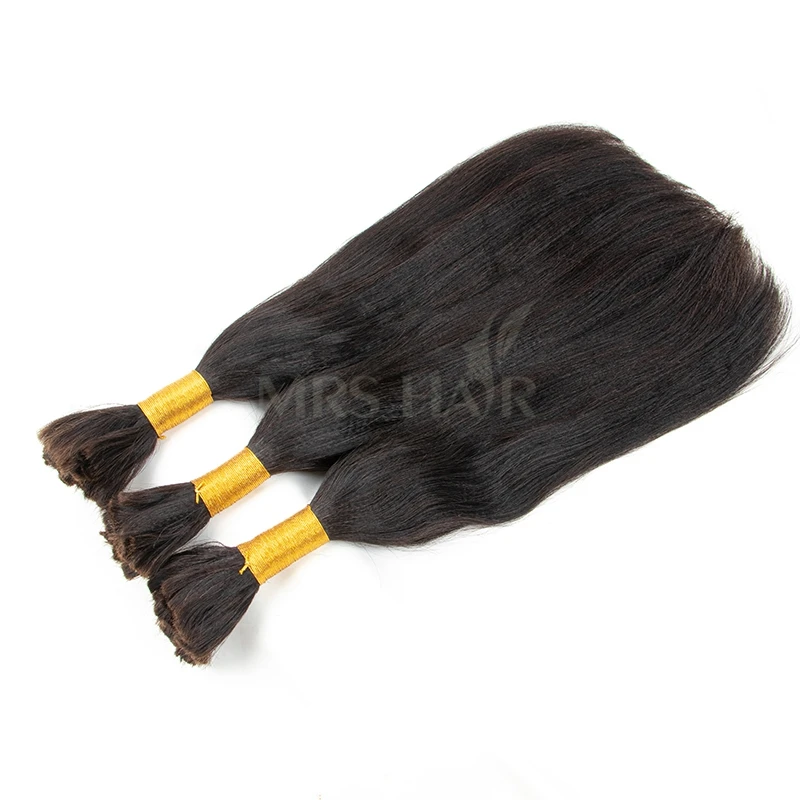 Light Yaki Hair Bulk Extensions Silk Pressed Yaki Straight Remy Human Hair 12-26 50g/Bundle materiale fai da te Hair Bulk