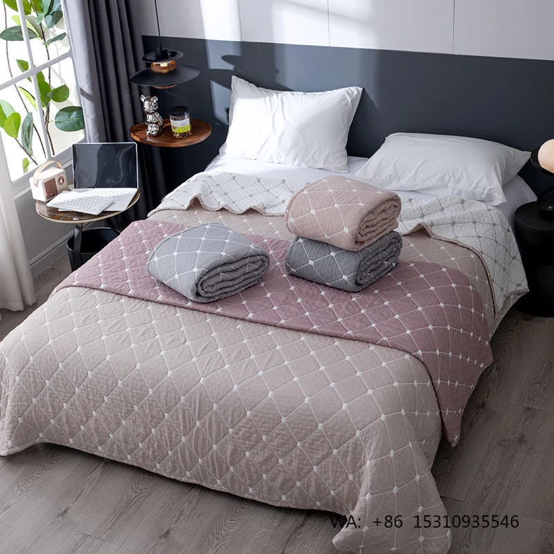 2026 Hot Sale Woven Cotton Polyester Double Bed Throw Blanket Custom Pattern Four Seasons Anti-static Skin-friendly for Home