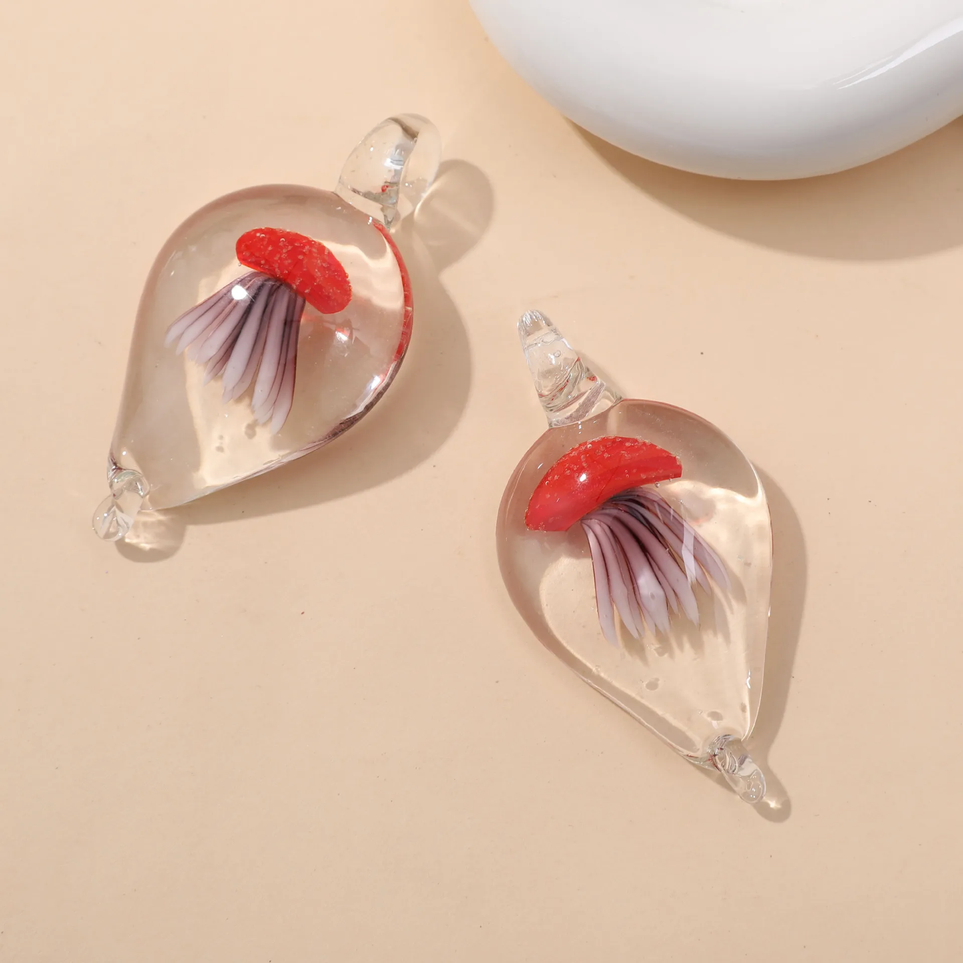 اليدوية زجاج مورانو قلادة قلادة قنديل البحر الشفاف للنساء مجوهرات زجاجية حفل زفاف فتاة يحب الهدايا