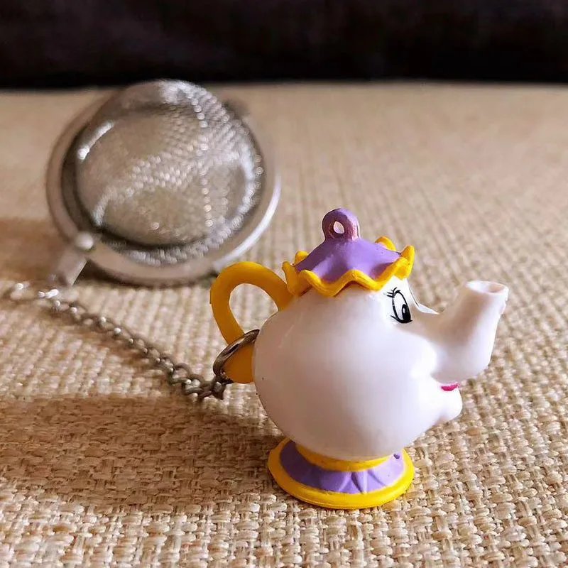 Figuras de acción de dibujos animados de La Bella y La Bestia de Disney, Mrs Potts, infusor de té, colección práctica de Anime, regalo de cumpleaños para niños