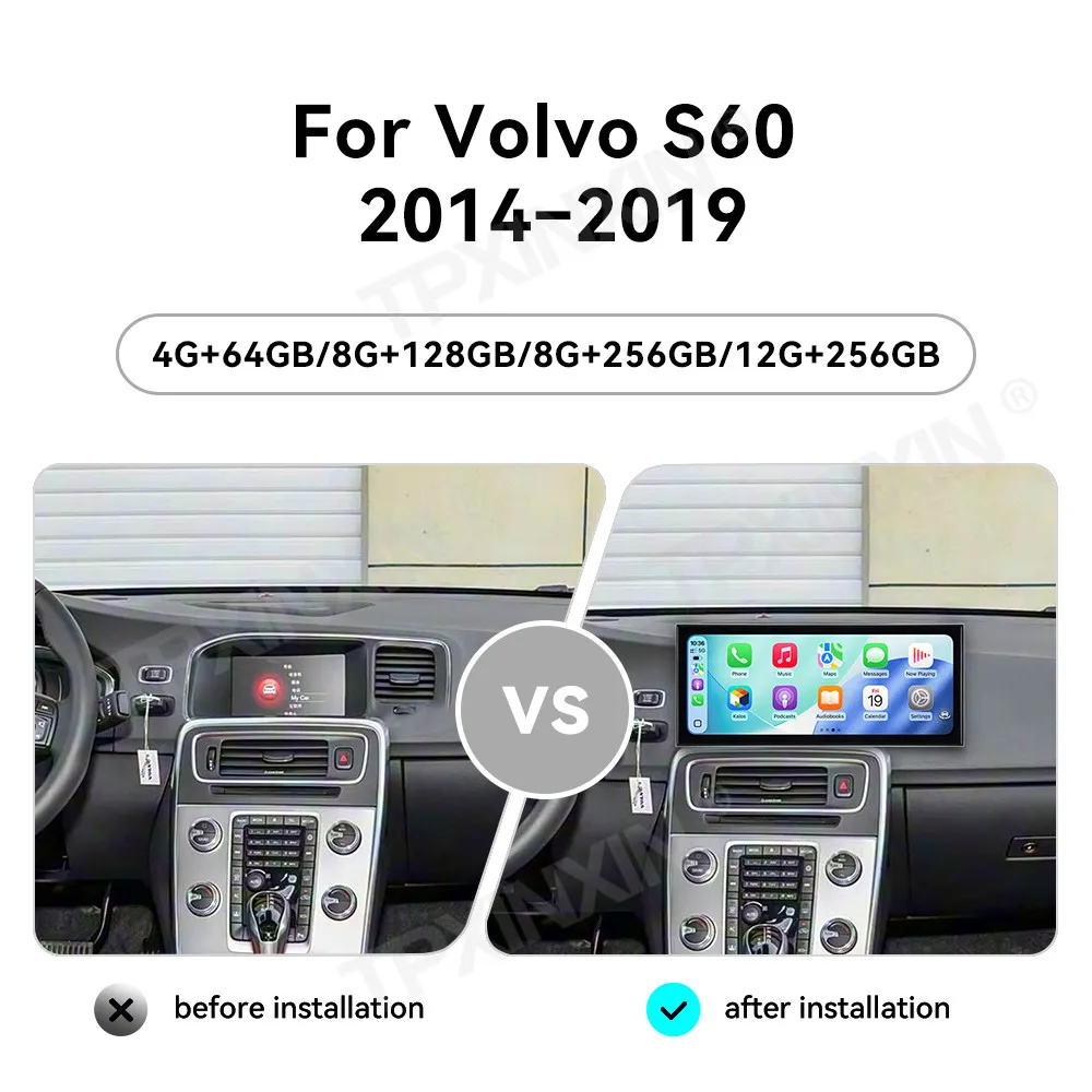 Car Accessories Radio For Volvo S60 2014-2019 Android Auto GPS Navigation Multimedia Stereo Receiver Head Unit Offline Maps