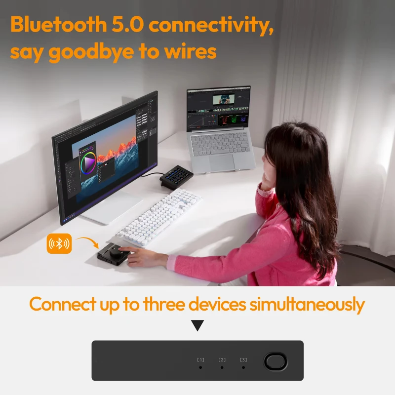 Ulanzi D100H Dial Creative Controller Infinite Knob Studio Intelligent RGB Systems Wireless Desktop Feedback Video Assistant