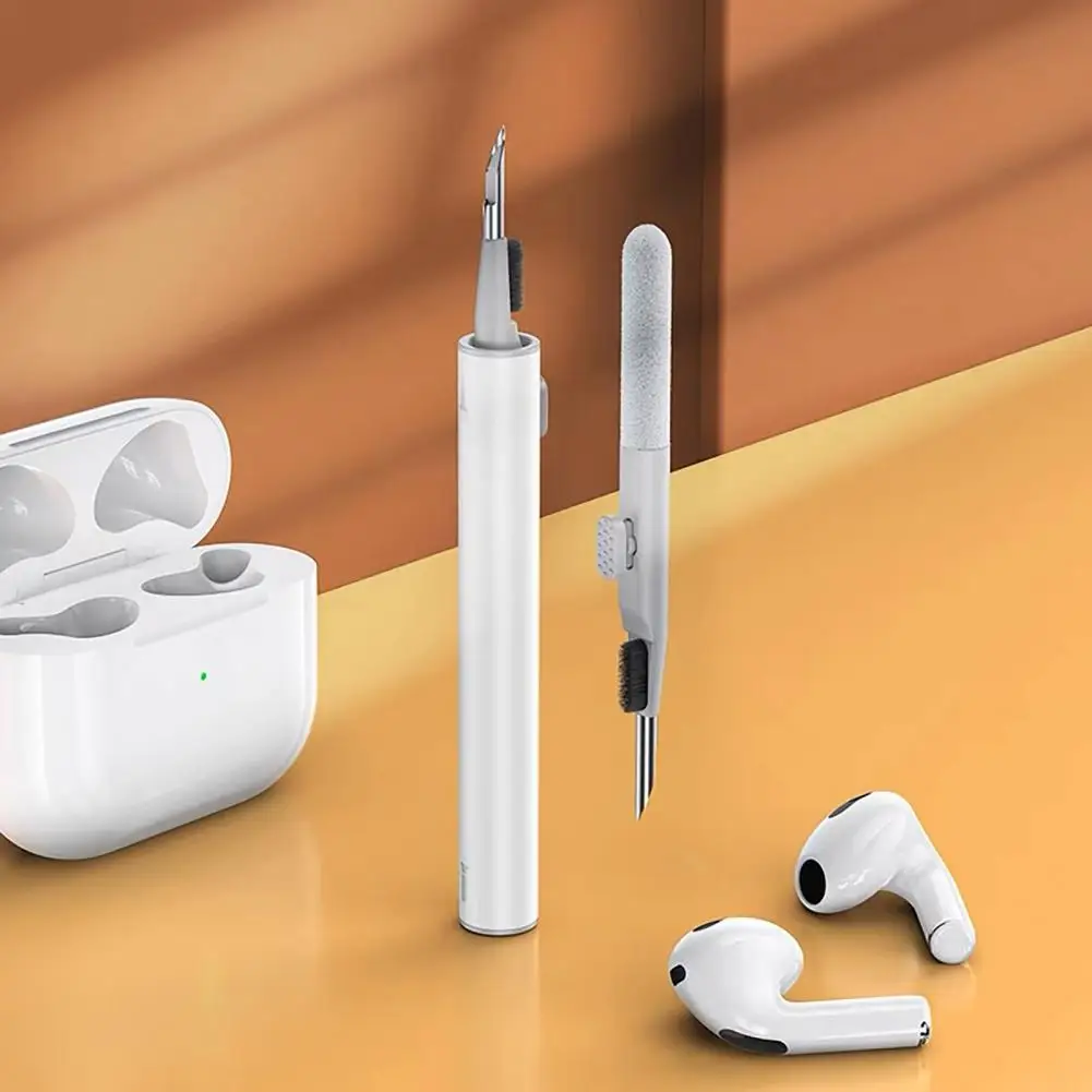 Herramienta multifunción portátil para auriculares, bolígrafo con punta de Metal, esponja flocada, cepillo de eliminación de polvo, Ideal para auriculares y ordenador