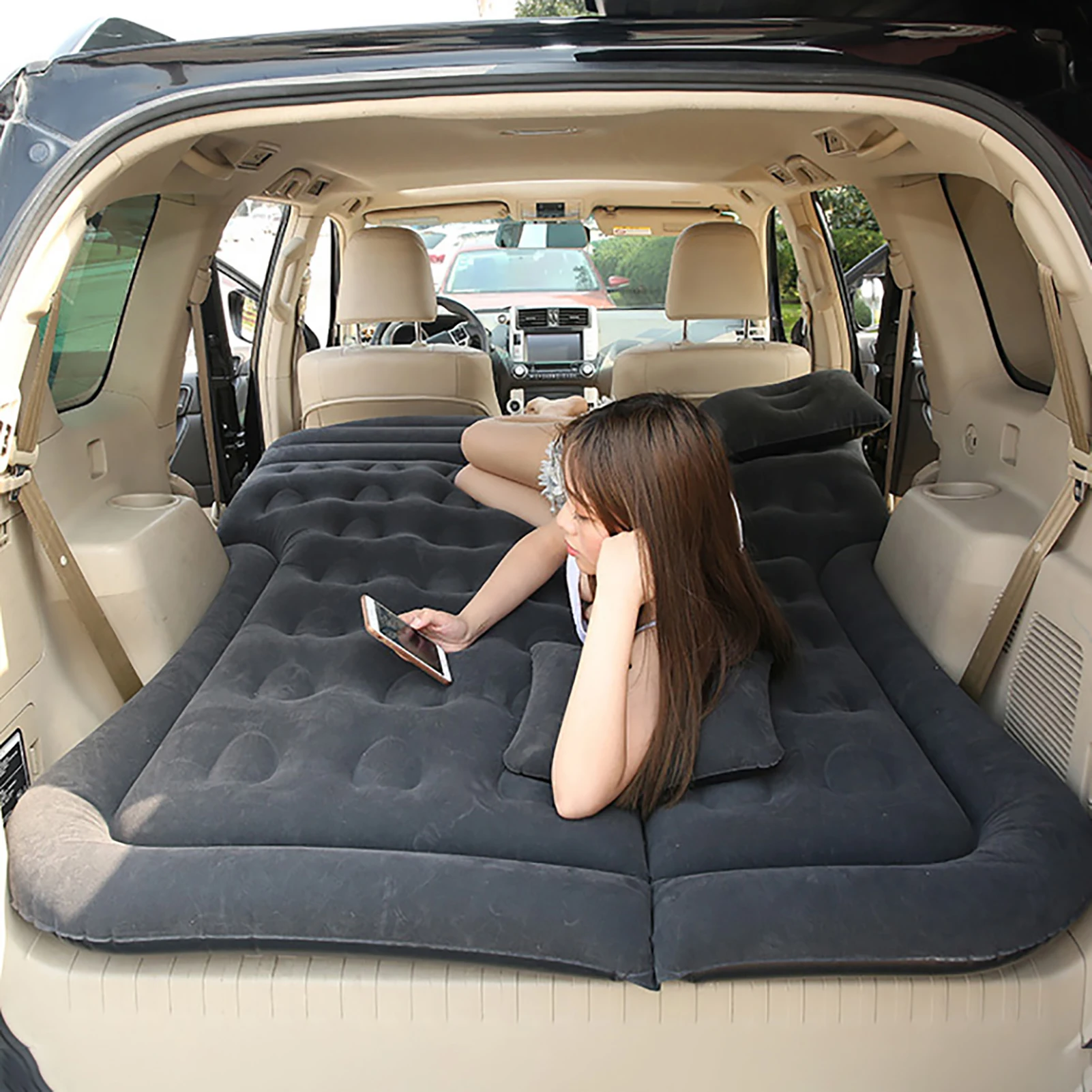 Car Travel Inflatable Bed 175x130cm Auto Rear Seat Trunk Universal Mattress Air Bed Supplies For Travel Camping Family Outing