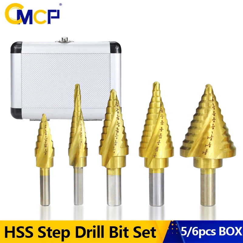 

CMCP Step Drill Bit Set Cobalt Wood Metal Hole Cutter Round Shank Step Cone Drill Bit Set HSS Drill Tools