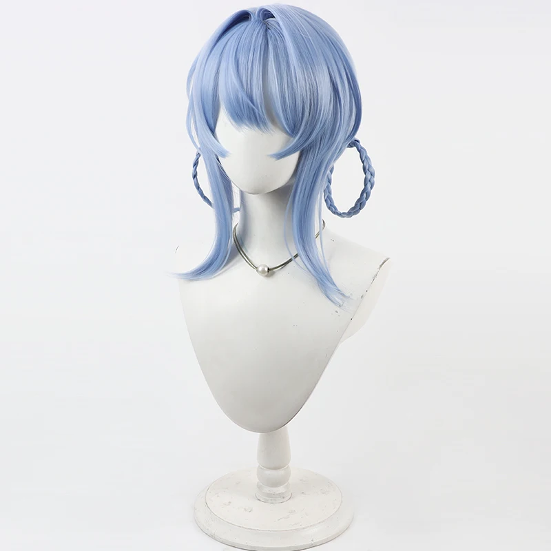 Jogo tachibana sherii peruca cosplay luz azul peruca curta duplo trançado laços de cabelo peruca cosplay para comicon festa adulto mulheres homens