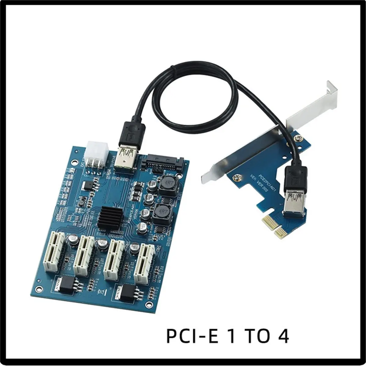 Graphics Card 1-to-4 PCI-E to PCIe Adapter Card 1-to-4 PCI-E 1X M2 Adapter Card, 5000MB/S Transfer Speed, for GPU Mining