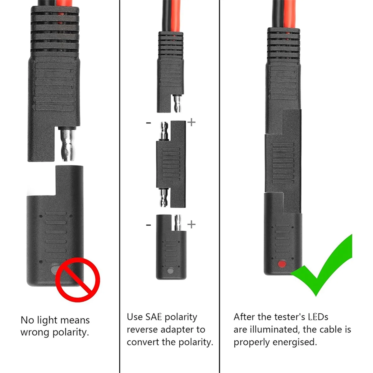 novo-conector-de-curto-circuito-sae-com-indicador-led-adaptador-reverso-de-polaridade-sae-testador-de-cabo-de-alimentacao-sae-detector-de-painel-solar