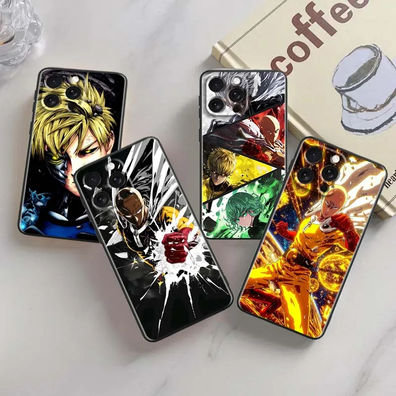 

One Anime Punch Man S-Saitama Phone Case For Apple iPhone 17 16 16E 15 14 13 12 11 Air Pro Max Plus Black Soft Silicone Cover