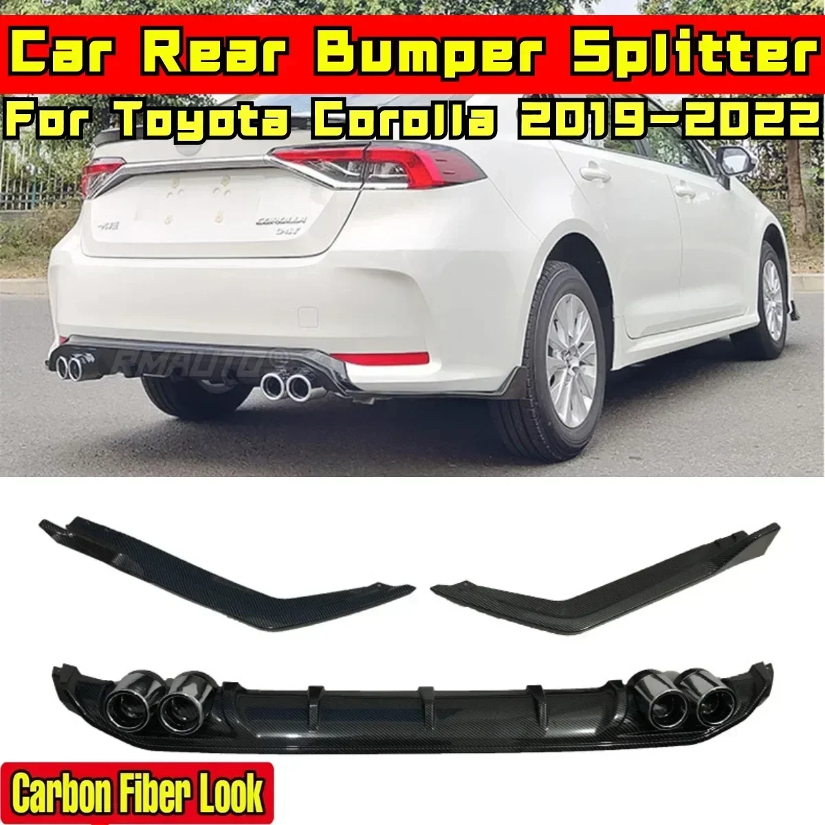 Corolla Rear Bumper Splitter Glossy Black Sport Style Rear Bumper Diffuser Guard For Toyota Corolla 2019-2022 Car Accessories