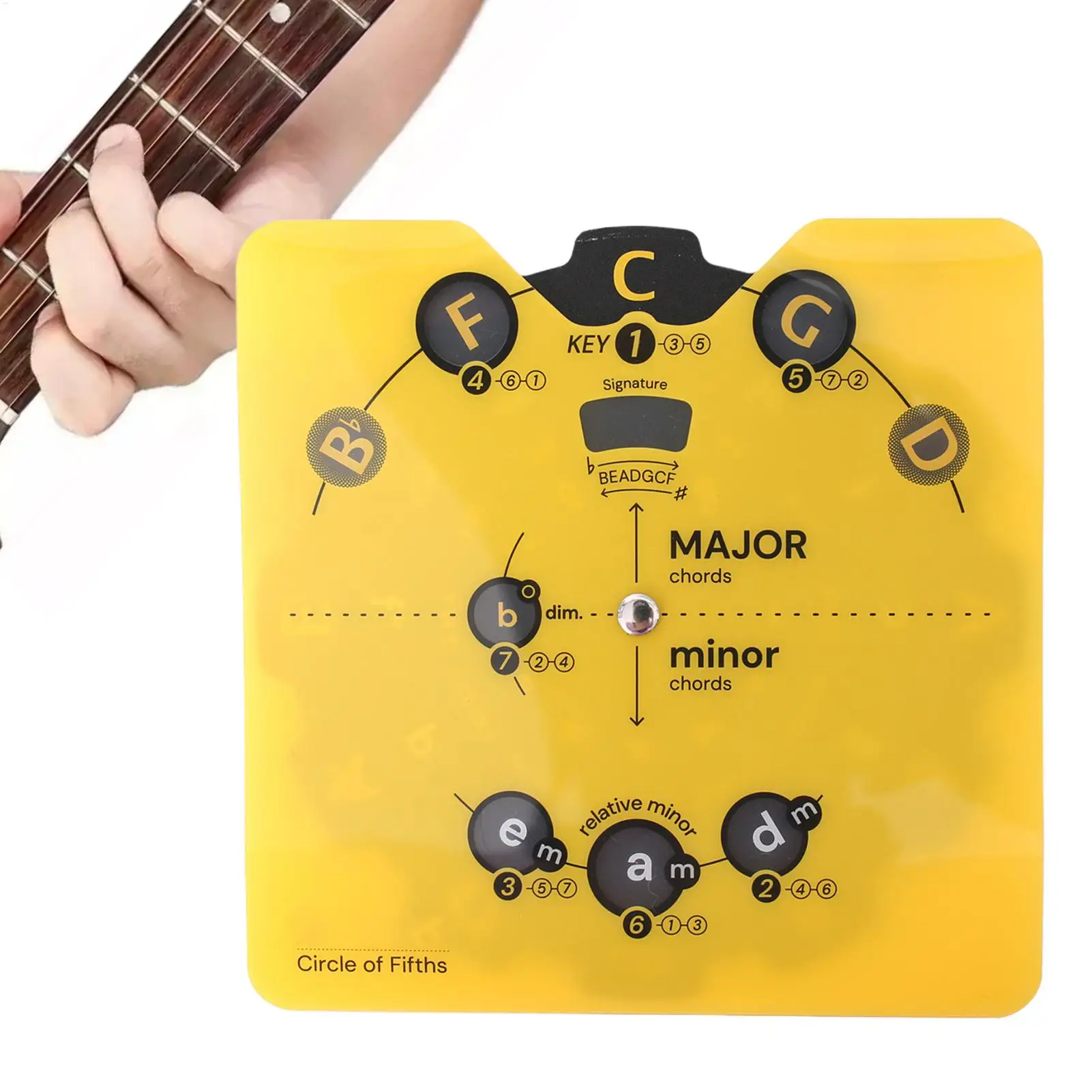 Interactive Music Theory Wheel Rotatable Circle Of Fifths Chord Reference Chart for Guitar Ukulele Piano Violin Lessons