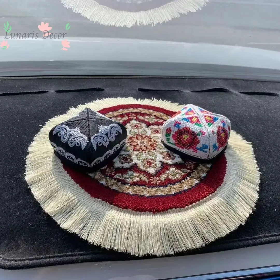 Hand-embroidered small floral hat ornaments, car front decorative blankets
