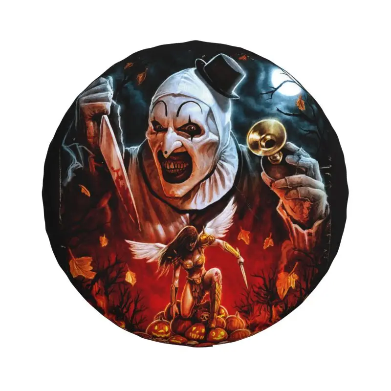 Custom Horror Clown Halloween Movie Terrifier Tire Cover 4WD 4x4 Trailer Spare Wheel Protector for Pajero 14