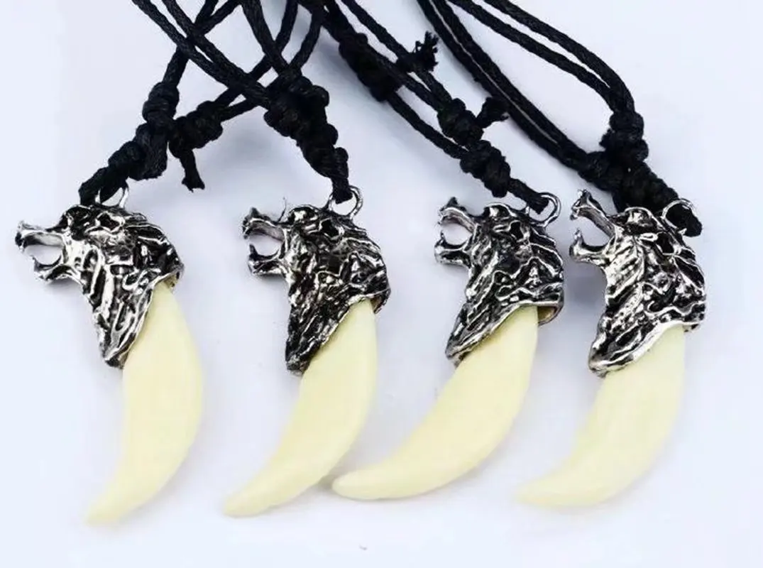 30 pcs Personality Accessories Biker Handmade New Fashion Antique Men Necklace Tribal Carved Tooth Faux Necklaces