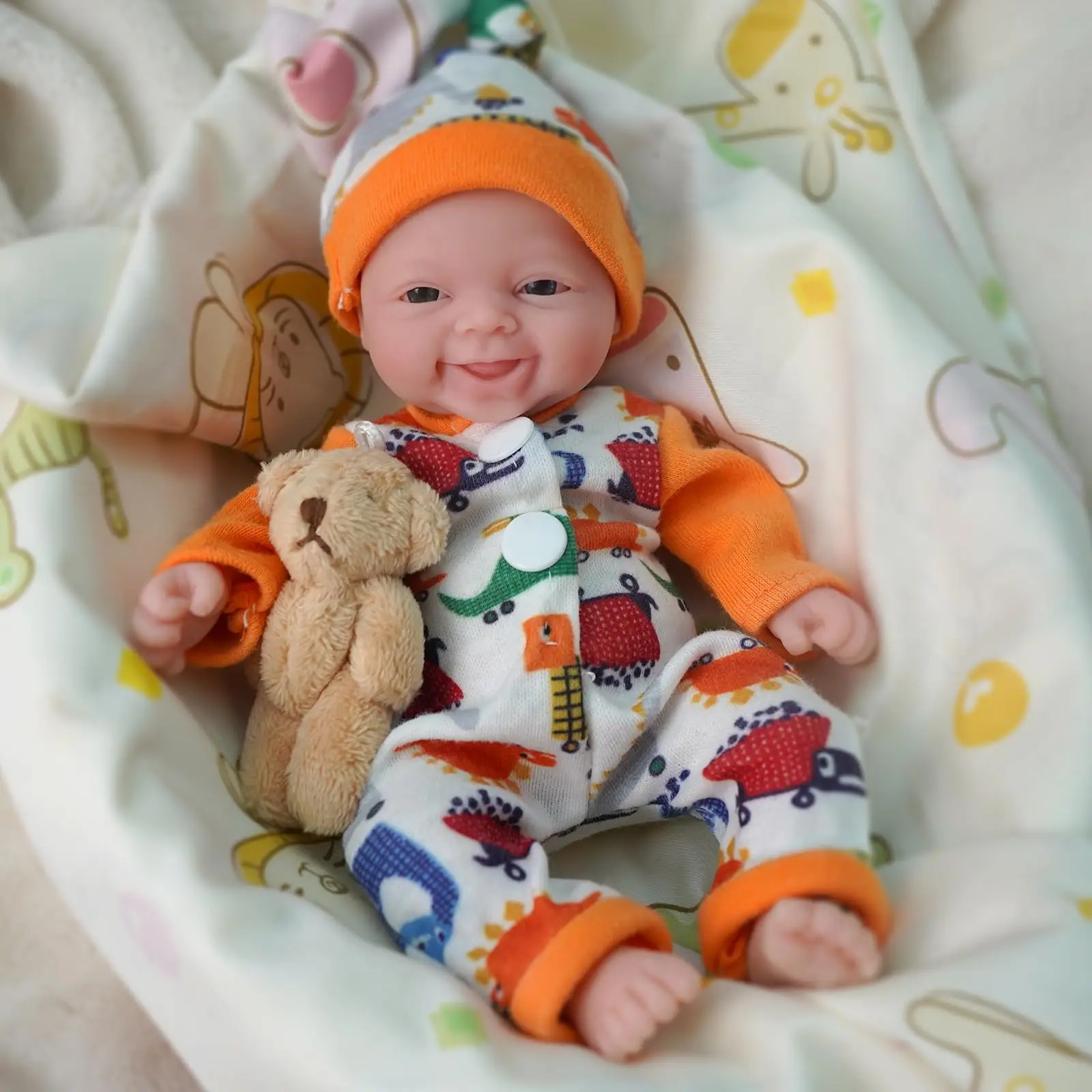 Reborn Baby Doll Boy Girl 7 Inch Full Body Silicone Mini Babies with Feeding Accessories for kids Christmas Gift