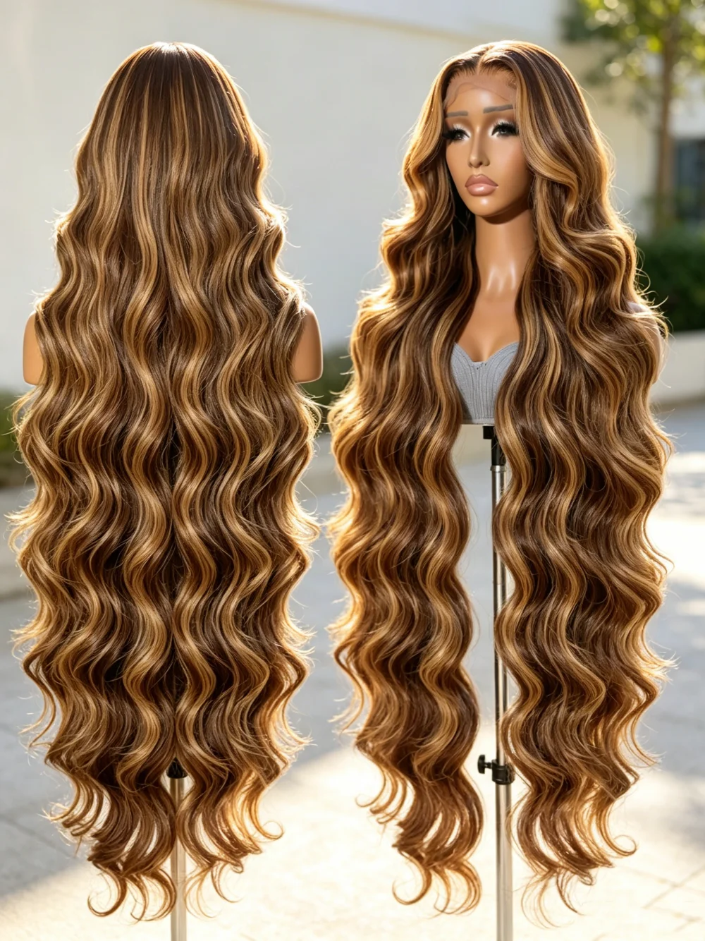 30 Inch Honey Blonde Ombre Lace Front Wig Human Hair 13x4 HD Lace Front Wig 4/27 Highlight Ombre Body Wave Lace Frontal Glueless