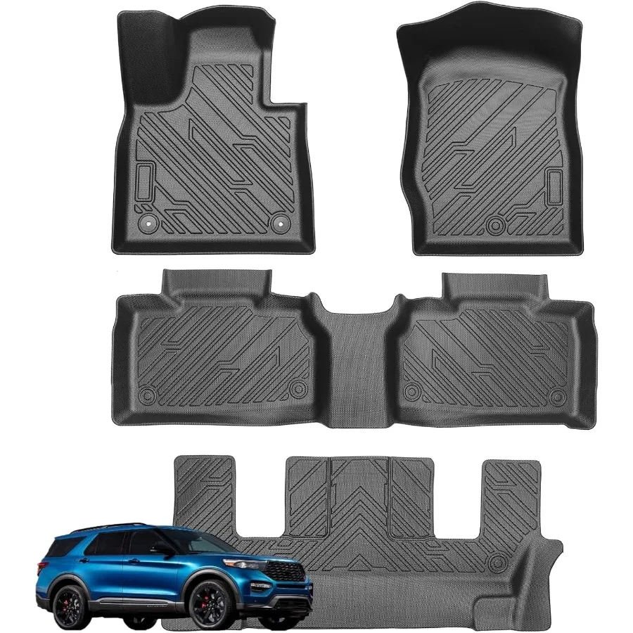

Коврики для Explorer 20202024 7 8 Универсальные сиденья Всепогодный коврик из ТПЭ 3 шт. Черный 1-й 2-й ряд Полный комплект автомобильных аксессуаров