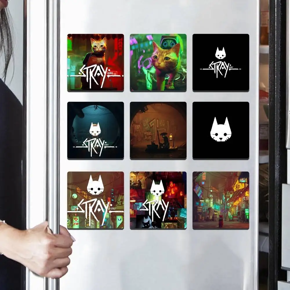 Game Stray Cat Premium Magnet Personalized Fridge Magnet Square Shape Fridge Refrigerator Wall Door Decoration