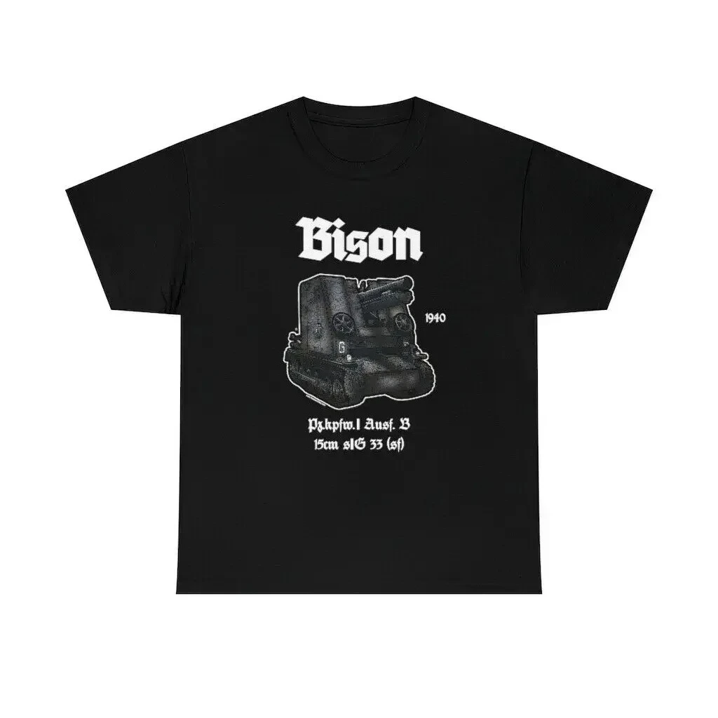 Bison I Tank Tshirt Full Color Panzer Army Military Tee Shirt Men's 100% Cotton Casual T-shirts Loose Top Size S-3XL