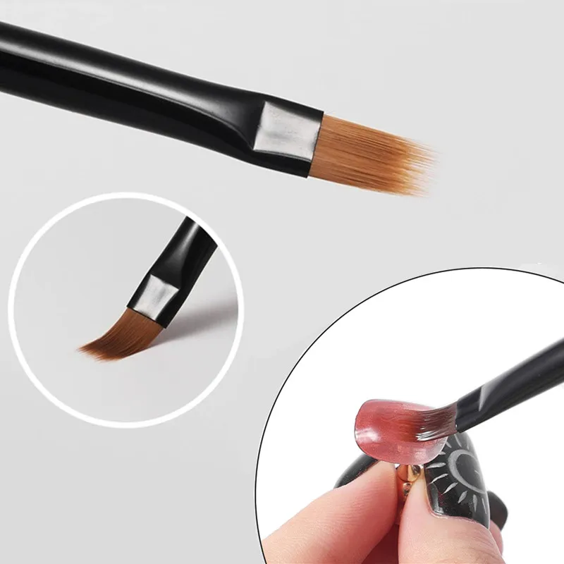 

1/2Pcs Sandalwood Handle Nail Ombre Brush Nail Art Painting Pen Brush UV Gel Polish Gradient Color Acrylic Nail Drawing Pen