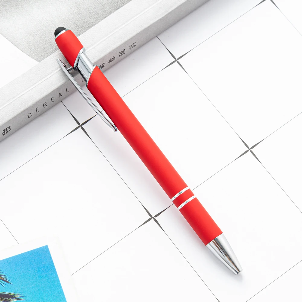 100 stks/partij Metalen Business Balpen 2 In 1 Met Universele Touch Screen Stylus Pen School Kantoorbenodigdheden Gratis Aangepaste Logo