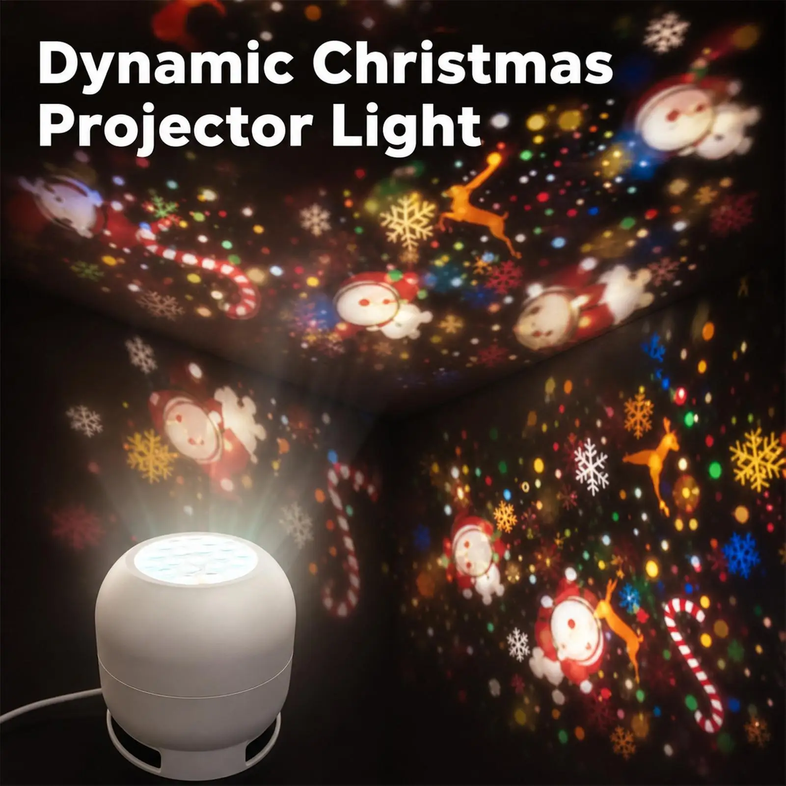 360 Dynamic Rotating Projector Light LED Christmas Starry Sky Projector Light USB Powered Atmosphere Night Light For Room Decor