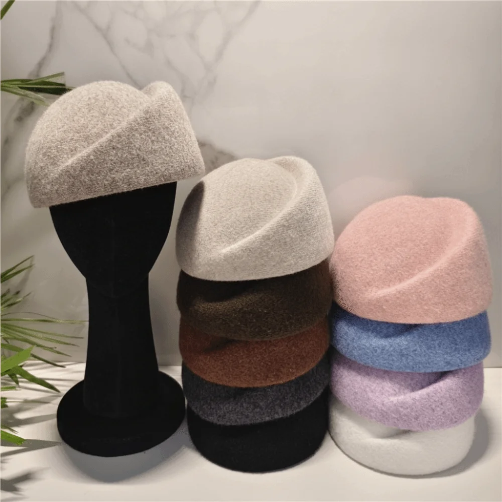 Uniform Stewardess Hat French Style Pillbox Hat Fedoras Elegant Fedora Hat Air Hostess Versatile Woolen Top Hat Live Show