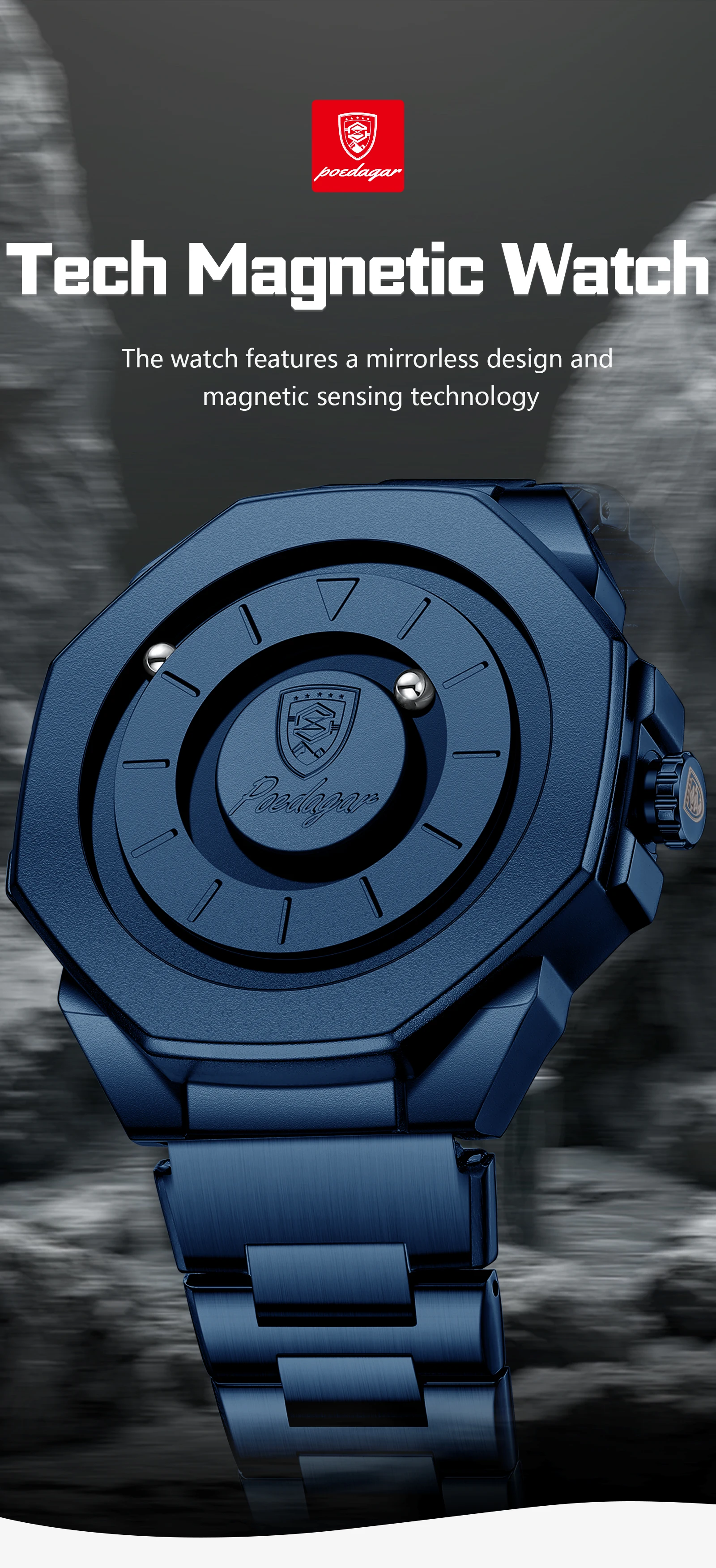 POEDAGAR Top Kreative Herren-Armbanduhr, Modische Wasserdichte Edelstahl-Herrenuhr, Quarz, Neue Business-Herrenuhren, Reloj Hombre – Detail 2