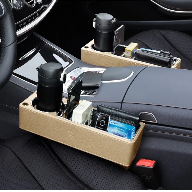 Portable High-end Car Seat Gap Storage Box, Universal Seat Gap Slot Box, Charging Hole Key Holder Box, Car Storage Accessories