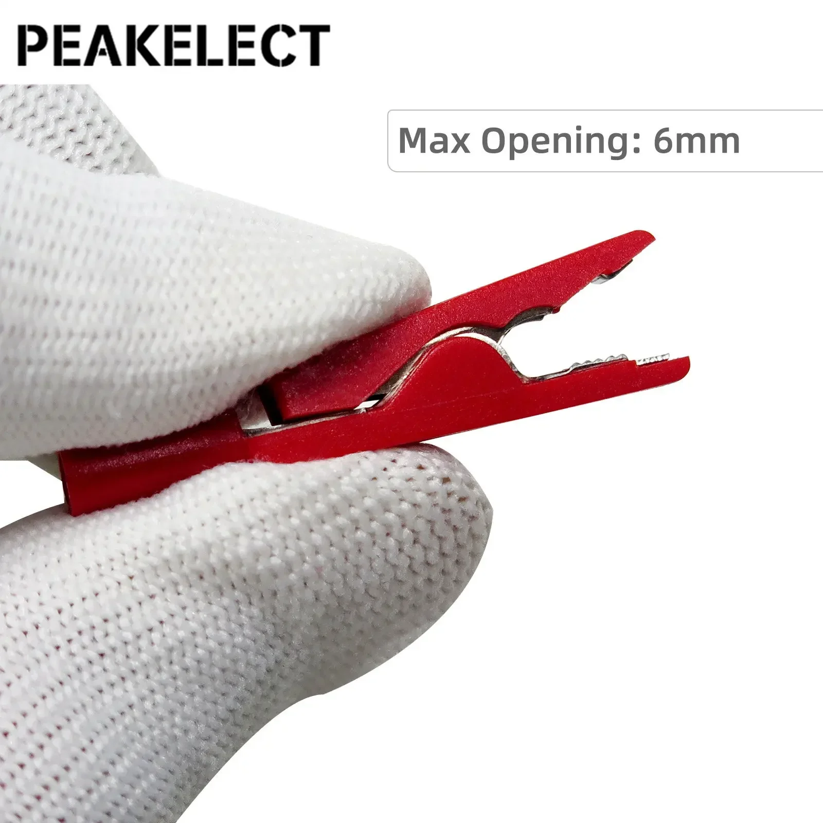 Peakelect P2009 Mini Insulated Alligator Clips with 2mm Socket Crocodile Clamp Connector 300V/10A Electrical Testing Tools