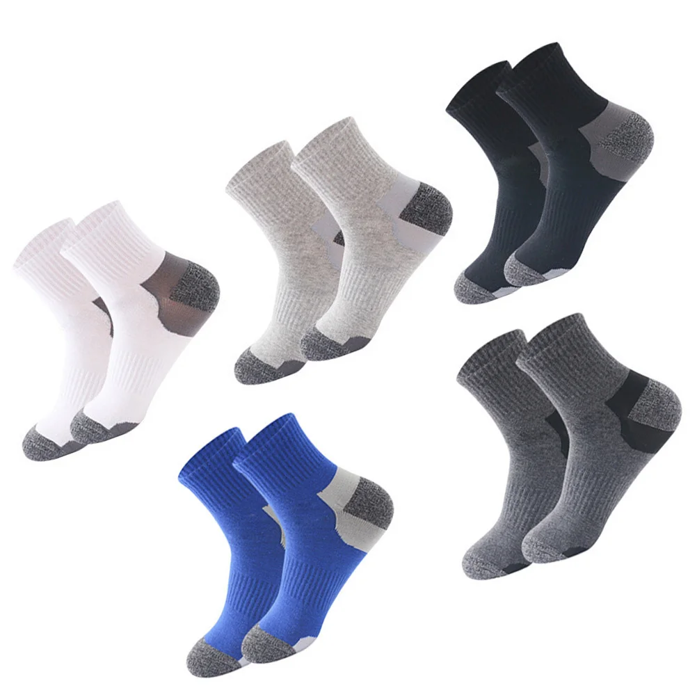 5Pairs Breathable Sport Socks Comfortable Anti-Friction Jacquard Cotton Mid-Tube Socks Mesh Design Sweat Absorbent Running