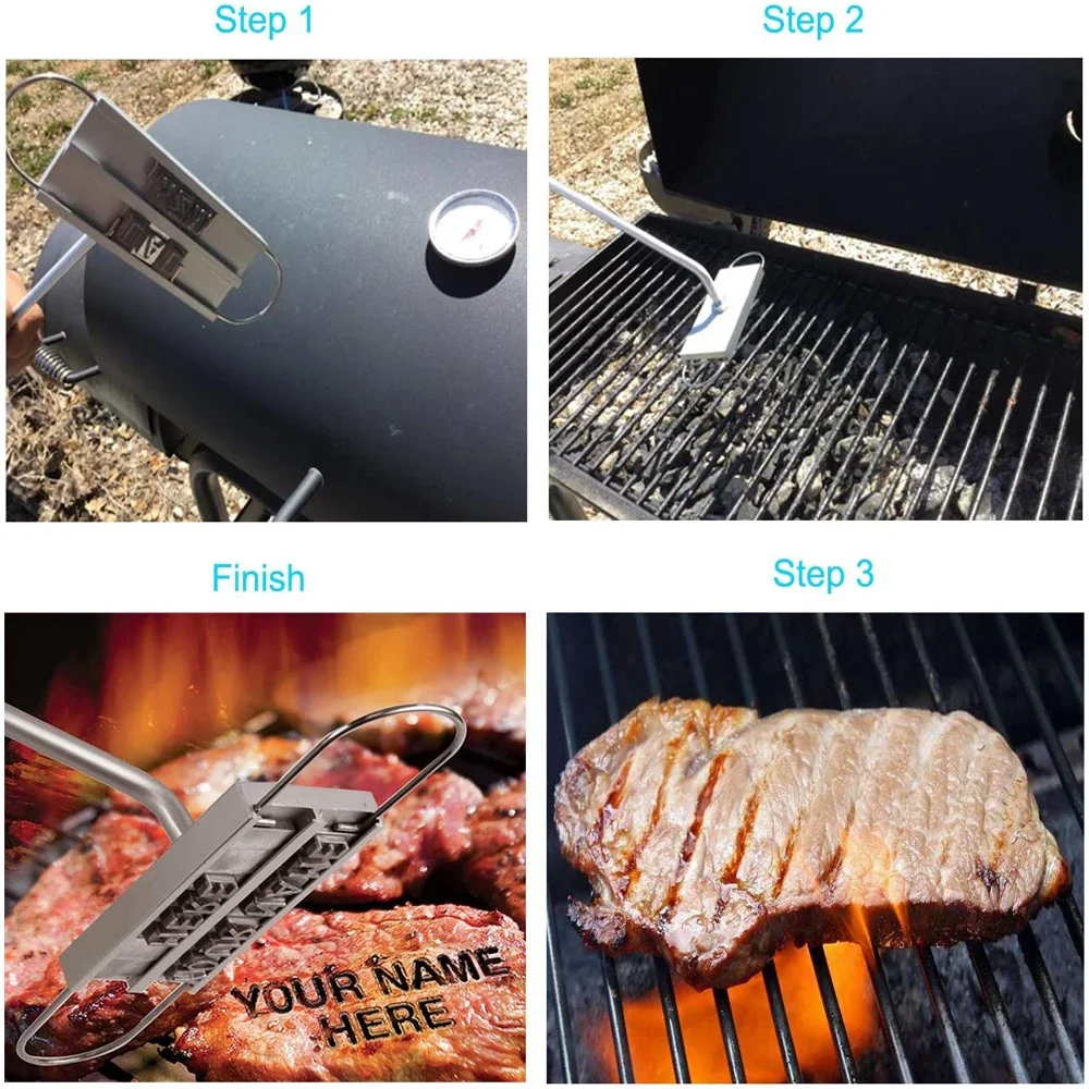 E9 BBQ Branding Iron 55Letters DIY Barbecue Letter Printed Steak Beef Grill Tool Meat DIY Grill Forks Barbecue Tool Accessories