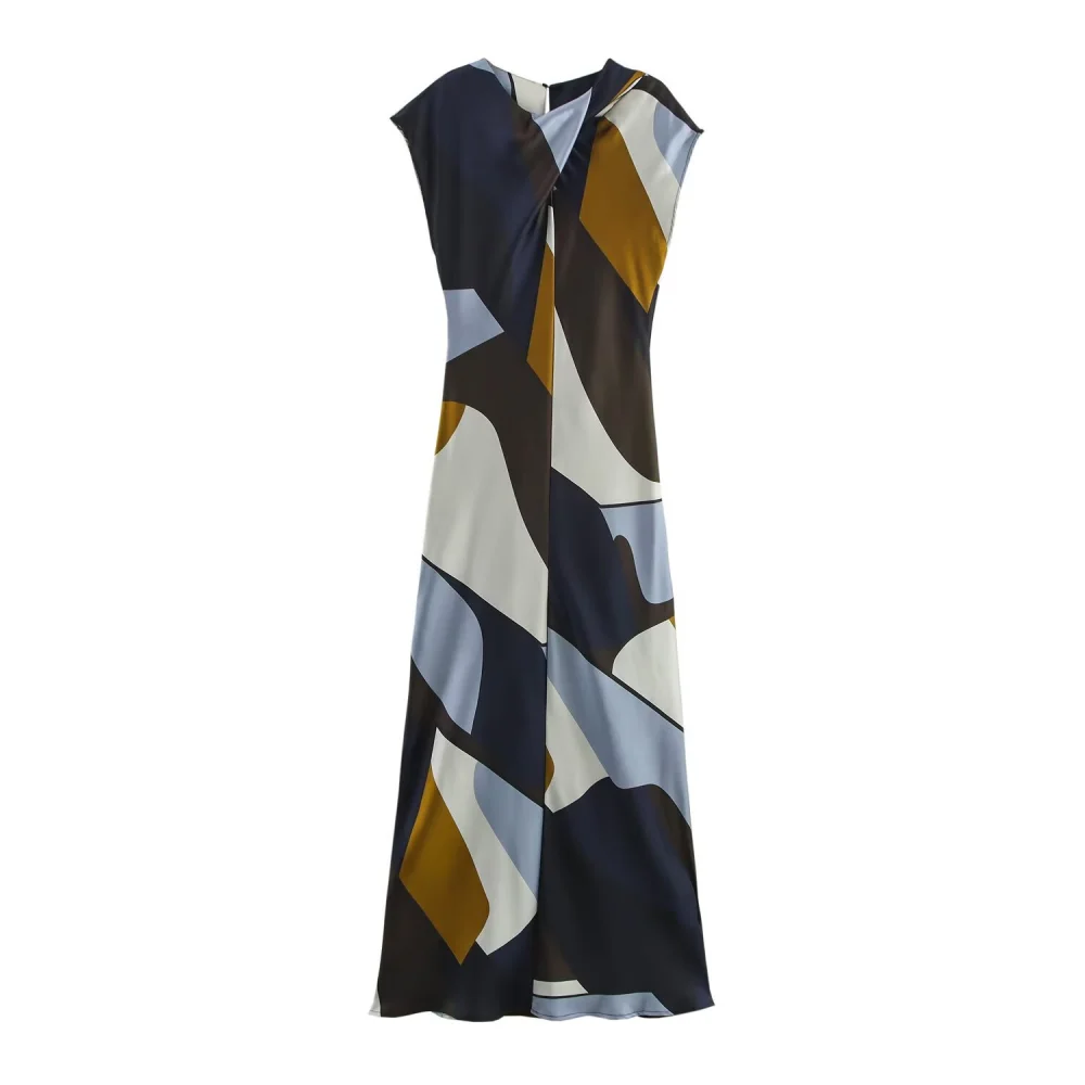 

2025 BM&MD&ZA Women's Dress: Striking Sleeveless Midi with Abstract Geometric Print for a Modern - chic Look