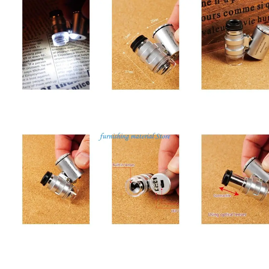 

Y5GD Digital Microscope 60X Magnification Pocket Microscope Portable Microscope UV Lighted Pocket Handheld Microscopes Gift