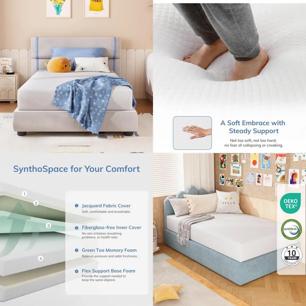 Medium Firm 6 Inch Green Tea Memory Foam Mattress Full Size, Fiberglass-Free, CertiPUR-US Certified, Cool Sleep Support
