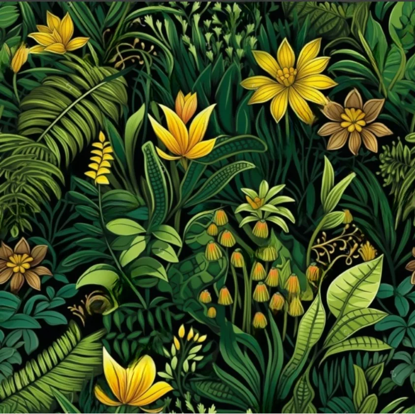Customized wooden wallpaper hand-painted tropical rainforest scenery background wall coconut tree decoration 3d wallpaper