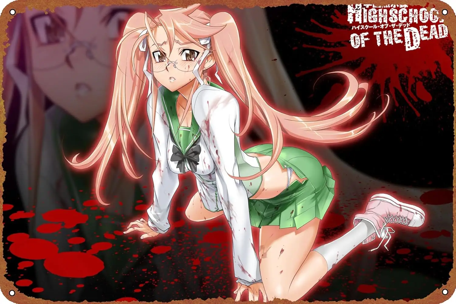 Highschool Of The Dead Saya Takagi Posters Tin Signs Retro Metal Movie Tins for Bar Pub Home Cafes Wall Decor, 8X12 Inch (20 1pc